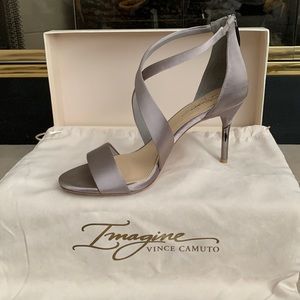 Vince Camuto Dove Grey Satin Heels
